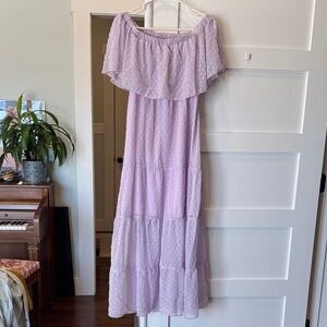 Elegant Lavender Off-Shoulder Dress